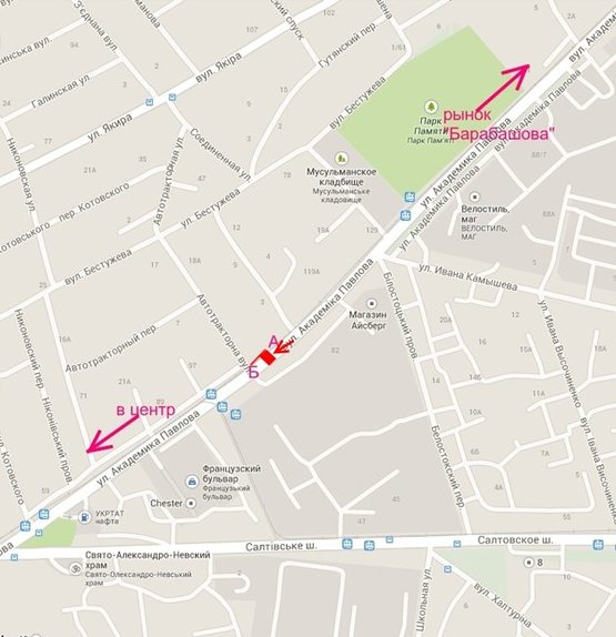 Схема рекламної площини за адресою ул. Ак. Павлова 111 в центр