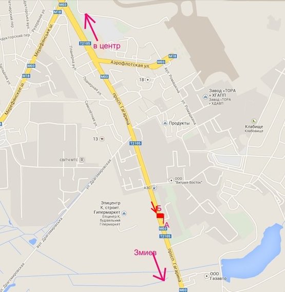 Схема рекламної площини за адресою Пр Гагарина 352 (2) напротив въезда в Эпицентр (выезд из города)