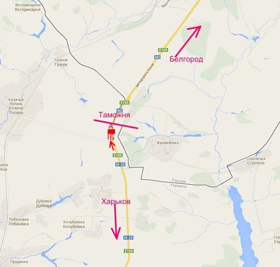 Схема рекламной плоскости по адресу Белгородская трасса поз№2, таможня 37км (в ст. Белгорода)