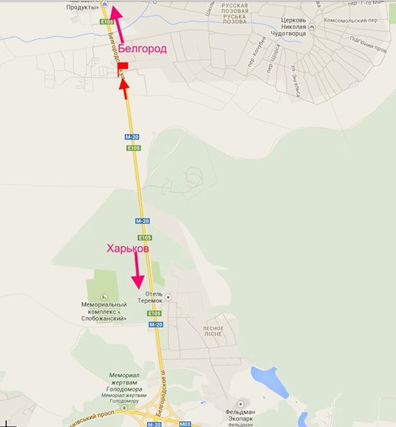 Схема рекламної площини за адресою Белгородская трасса 16км, пос Русская Лозовая (в ст. Белгорода)