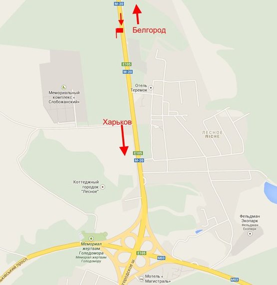 Схема рекламної площини за адресою Белгородская трасса пос.Лесное -р-н ресторана "Автогриль-Мисливець"