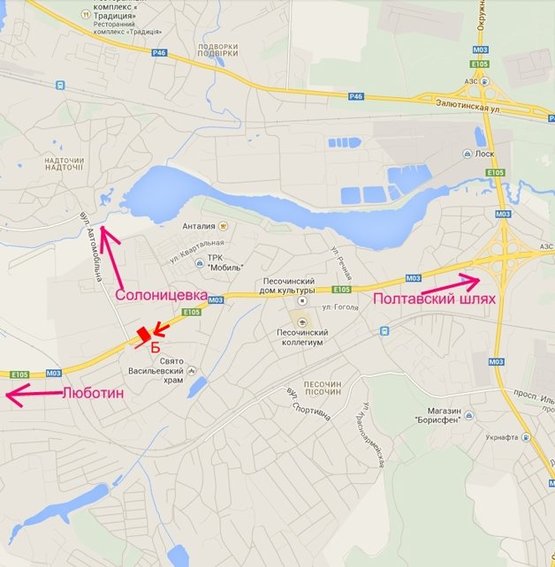 Схема рекламної площини за адресою Полтавский шлях-пос.Песочин -остановка Плечевая (выезд из города)
