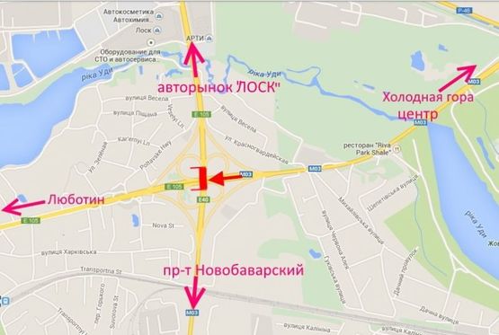 Схема рекламної площини за адресою Брандмауэр №1-Полтавский шлях - развязка с окружной-из центра