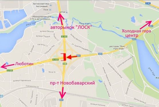 Схема рекламної площини за адресою Брандмауэр №3-Полтавский шлях - развязка с окружной-из центра