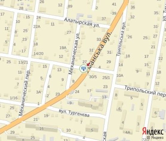 Схема рекламной плоскости по адресу Уманская ул. - Вишни О. ул.