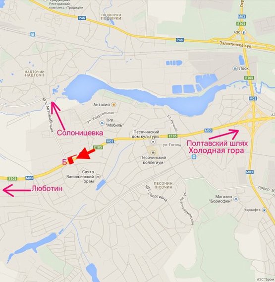 Схема рекламної площини за адресою Полтавский шлях-пос.Песочин-ул. Автомобильная, флажок№2,из центра