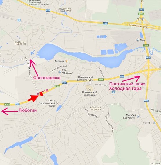 Схема рекламної площини за адресою Полтавский шлях-пос.Песочин-ул. Автомобильная ,флажок№2,в центр