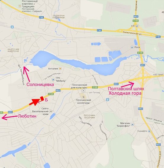 Схема рекламной плоскости по адресу Полтавский шлях-пос.Песочин-ул. Технологическая ,в центр