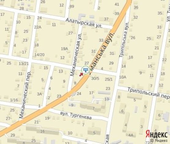 Схема рекламної площини за адресою Уманская ул. - Вишни О. ул.