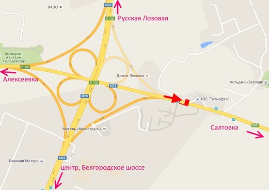 Схема рекламної площини за адресою Лозовеньковский пр-т-Фельдман-экопарк- в ст Салтовки-низ