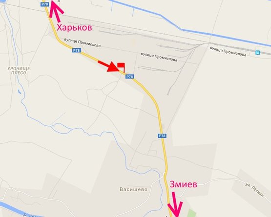 Схема рекламной плоскости по адресу пос. Васищево- в р-не ул Промышленная-возле АЗС Сити Групп-(в сторону Змиева )