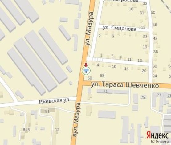 Схема рекламної площини за адресою Ржевская ул. - Шевченко ул.