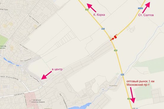 Схема рекламної площини за адресою Салтовское шоссе -развязка с окружной-7- выезд из города в ст. Ст. Салтова