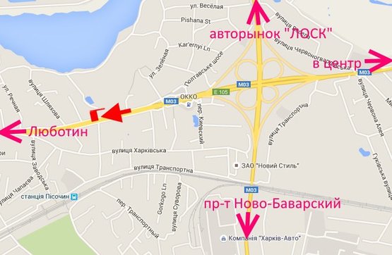 Схема рекламной плоскости по адресу Полтавский шлях-ул. Новоселовская-флажок№2-из центра