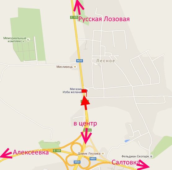 Схема рекламной плоскости по адресу Белгородское шоссе-пост ГАИ-пос Лесное-выезд из города