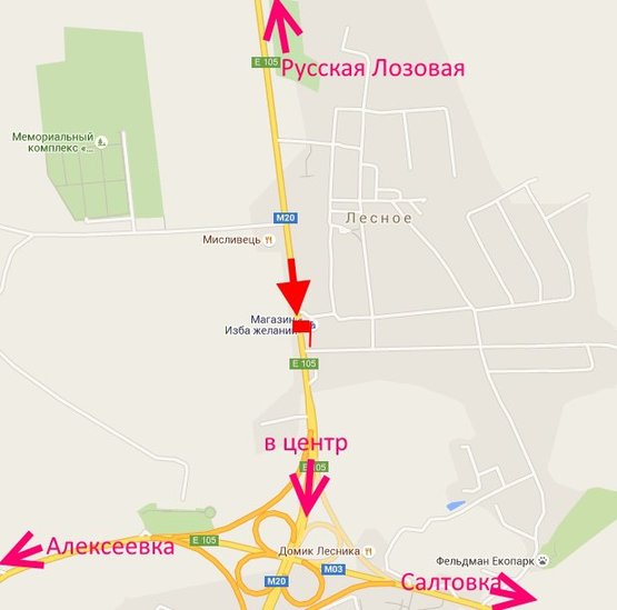 Схема рекламной плоскости по адресу Белгородское шоссе-пост ГАИ-пос Лесное-въезд в город