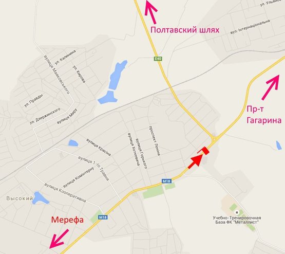 Схема рекламной плоскости по адресу Симферопольское шоссе-пос. Высокий-пост ГАИ-возле АЗС Б-сеть-2-въезд в город