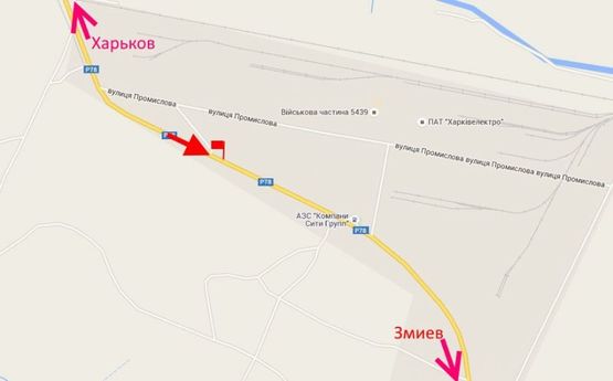 Схема рекламної площини за адресою пос. Васищево- в р-не ул Промышленная-1-(в сторону Змиева )