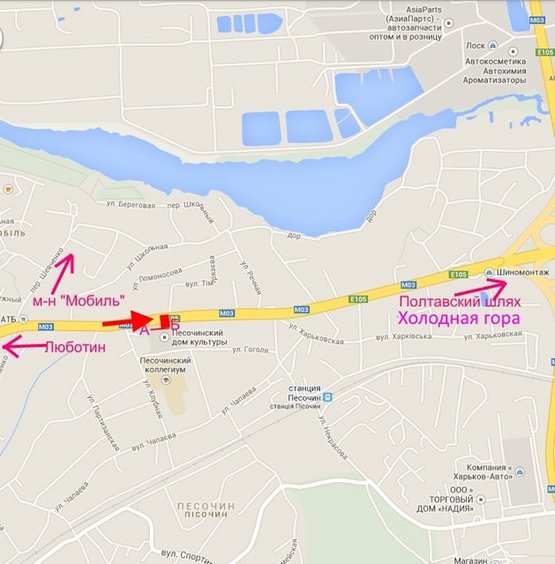 Схема рекламної площини за адресою Полтавский шлях-пос.Песочин, дом культуры,в центр