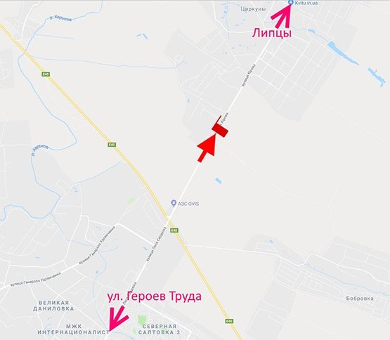 Схема рекламної площини за адресою ул. Леся Сердюка -окружная дорога-8- выезд из города в ст пос. Циркуны