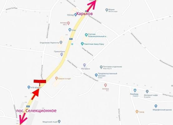 Схема рекламной плоскости по адресу Мерефа-ул. Днепровская-возле маркета АТБ- левый - в ст Харькова