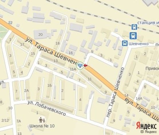 Схема рекламної площини за адресою Шевченко ул. 11