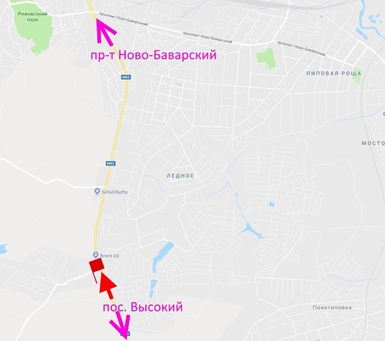 Схема рекламної площини за адресою Окружная дорога-пос. Ледное -возле АЗС Brent Oil-флажок №2- в ст. пр. Ново-Баварский