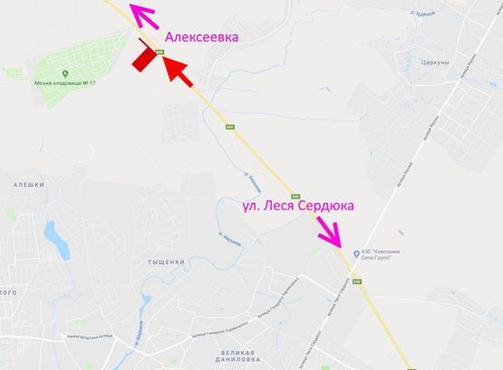 Схема рекламної площини за адресою Окружная дорога-497 км в ст. Алексеевки