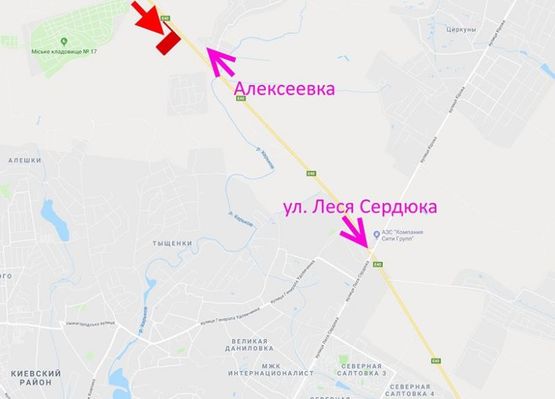 Схема рекламної площини за адресою Окружная дорога-497 км+ 200м в ст. Салтовки