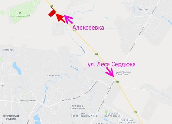 Схема рекламної площини за адресою Окружная дорога-497 км+ 200м в ст. Алексеевки
