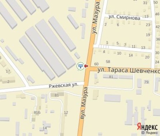 Схема рекламної площини за адресою Шевченко ул. - Ржевская ул.