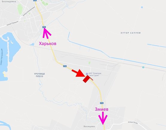 Схема рекламної площини за адресою пос. Васищево- в р-не ул Промышленная-возле АЗС Овис-(в сторону Змиева )