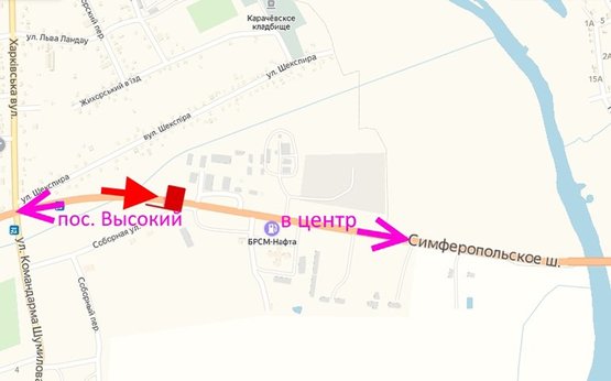 Схема рекламної площини за адресою Симферопольское шоссе-  возле АЗС БРСМ-флажок №3-в центр