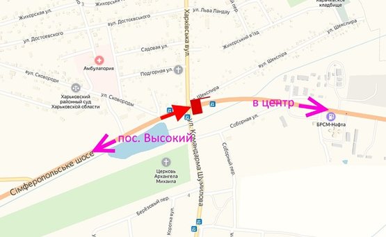 Схема рекламной плоскости по адресу Симферопольское шоссе- ул. Харьковская -поворот на Бабаи -флажок №1-в центр