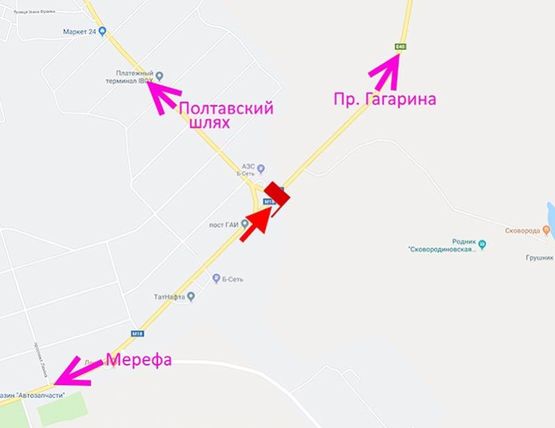 Схема рекламной плоскости по адресу Симферопольское шоссе-пос. Высокий-пост ГАИ-флажок №4 (въезд в город)