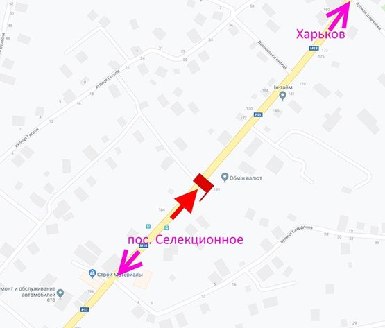 Схема рекламной плоскости по адресу Мерефа-ул. Днепровская-пер. Гоголя-флажок №2-в ст Харькова