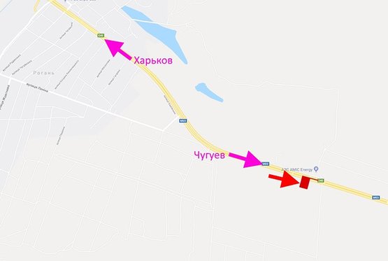 Схема рекламної площини за адресою Ростовская трасса -АЗС AMIC Energy- в ст. Чугуева