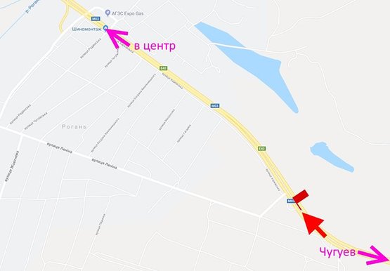 Схема рекламної площини за адресою Московский пр-т - Ростовская трасса -пос. Рогань-АЗС SUN OIL-въезд в город