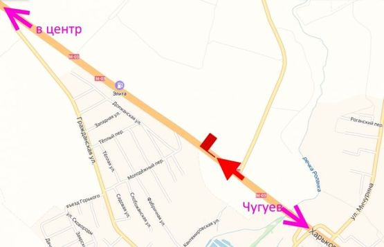 Схема рекламной плоскости по адресу Московский пр-т - Ростовская трасса возле поворота на М. Рогань-2-въезд в город