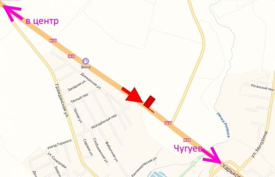 Схема рекламной плоскости по адресу Московский пр-т - Ростовская трасса возле поворота на М. Рогань-2-выезд из города