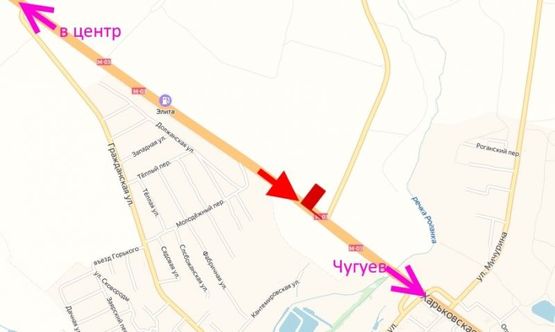 Схема рекламной плоскости по адресу Московский пр-т - Ростовская трасса возле поворота на М. Рогань-1-выезд из города