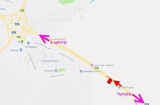 Схема рекламної площини за адресою Московский пр-т - Ростовская трасса возле АЗС ОККО-10- (въезд в город)