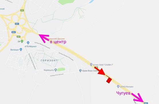 Схема рекламной плоскости по адресу Московский пр-т - Ростовская трасса возле АЗС ОККО-10- (выезд из города)