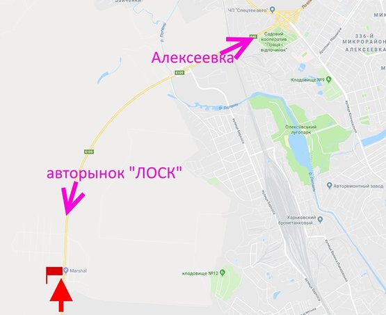 Схема рекламної площини за адресою Окружная дорога-478 км возле АЗС "Маршалл"- флажок№2- в ст. Алексеевки