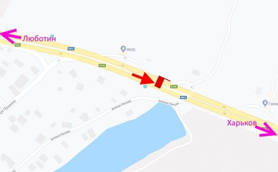 Схема рекламної площини за адресою Трасса Киев-Харьков-466 км-пос. Коротыч-возле АЗС WOG-флажок№1-в ст Харькова