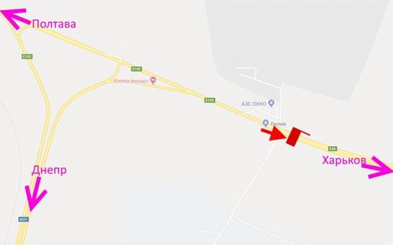 Схема рекламної площини за адресою Трасса Киев-Харьков-463 км-возле АЗС ОККО и Лилия-флажок№3-в ст. Харькова