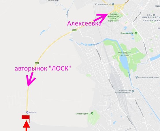 Схема рекламной плоскости по адресу Окружная дорога-478 км возле АЗС "Маршалл"- флажок№1- в ст. Алексеевки