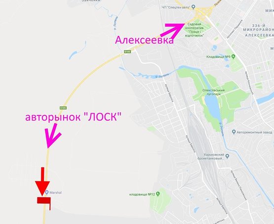 Схема рекламной плоскости по адресу Окружная дорога-478 км возле АЗС "Маршалл"- флажок№1-в ст. авторынка "ЛОСК"