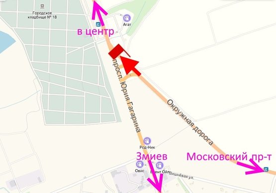 Схема рекламної площини за адресою Проспект Гагарина-развязка с окружной-в центр