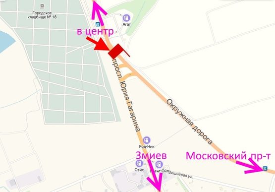 Схема рекламной плоскости по адресу Проспект Гагарина-развязка с окружной- из центра